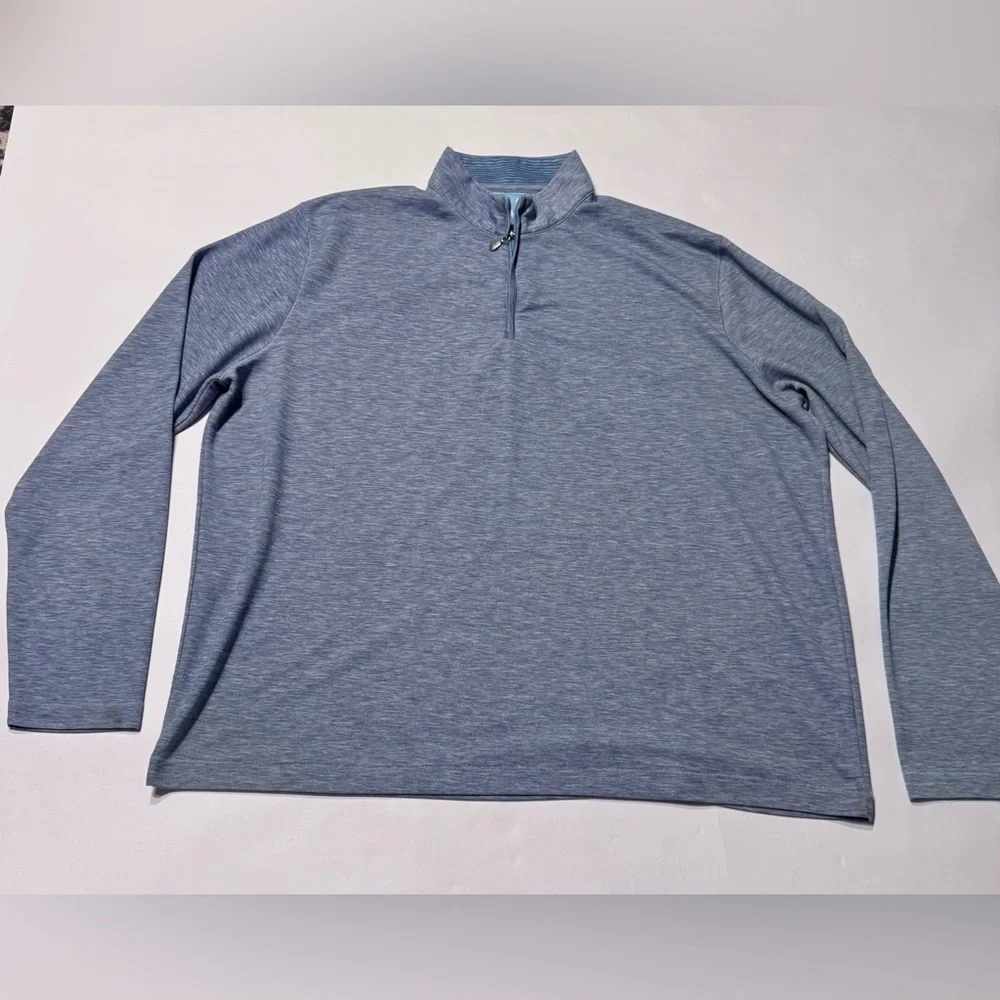 Johnnie-O Blake XXL Performance 1/4 Zip Pullover Grey Textured Mock Neck LOGO